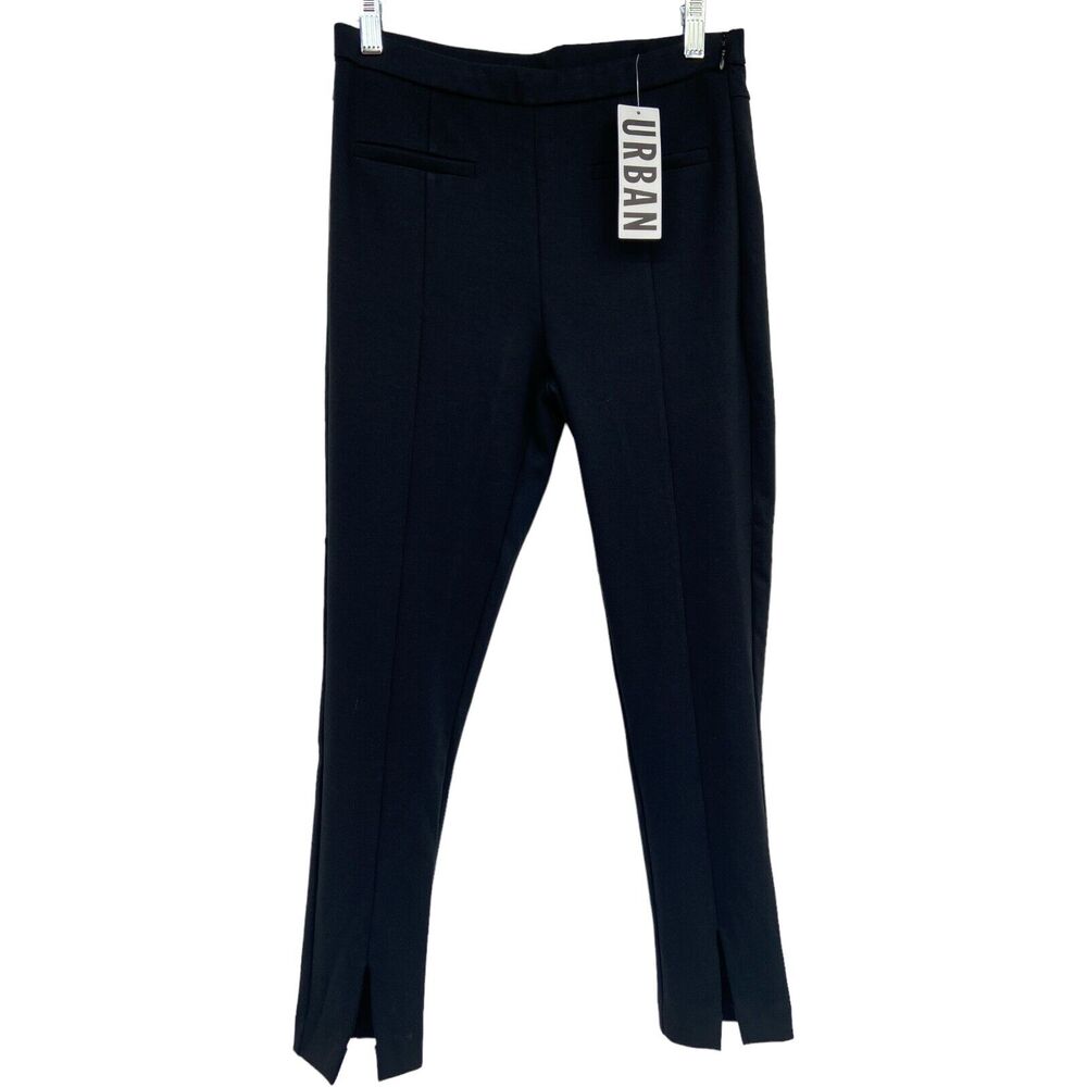 NWT Urban Outfitters Medium Split‎ Hem Cropped Pants Black Skinny Stretch Zipper